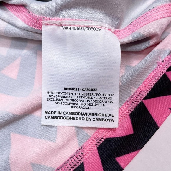 Nike Pro Shirt Womens Size XS Pink Black V Neck Fitted Printed Active 542269-658 - Picture 7 of 11